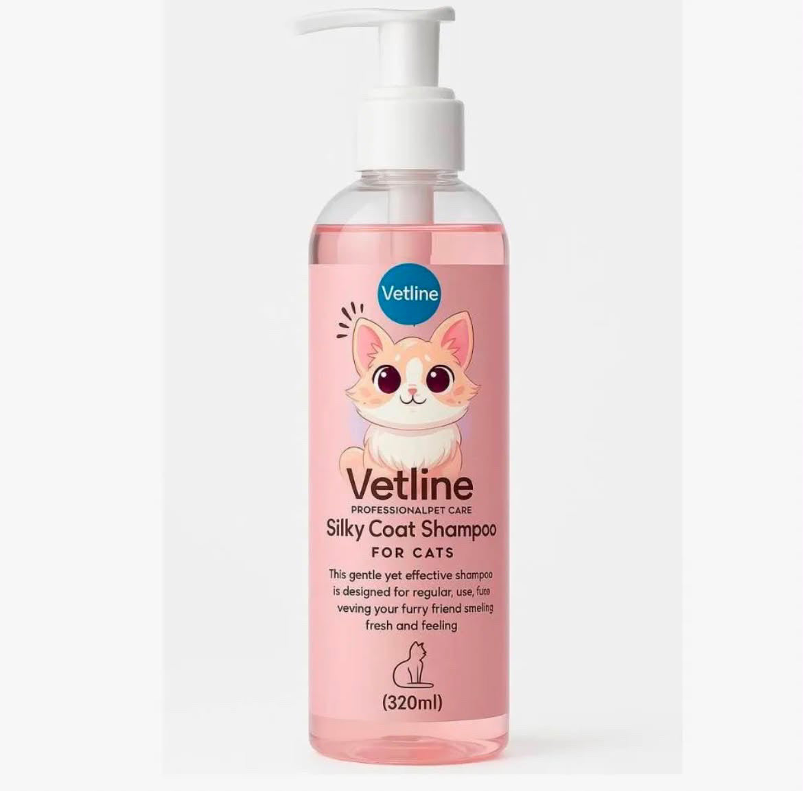Vetline Silky Coat Shampoo for Cats – 320ml | Gentle Cleansing & Soft Fur Care