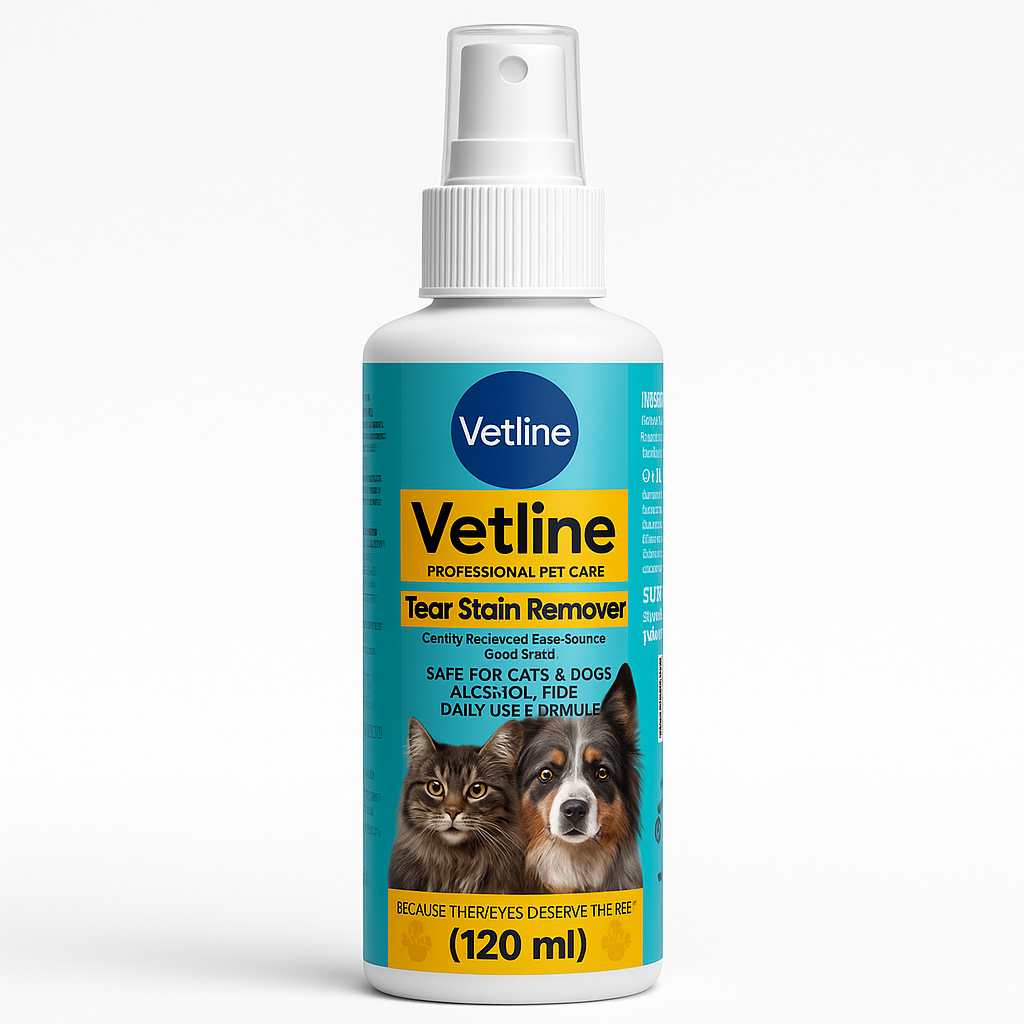Vetline Tear Stain Remover Spray for Cats & Dogs | Gentle Eye & Face Cleaner | 120ml