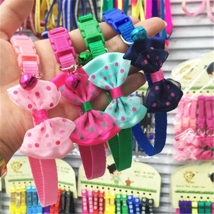 Cat Bow Collars with Bell Adjustable For Cats