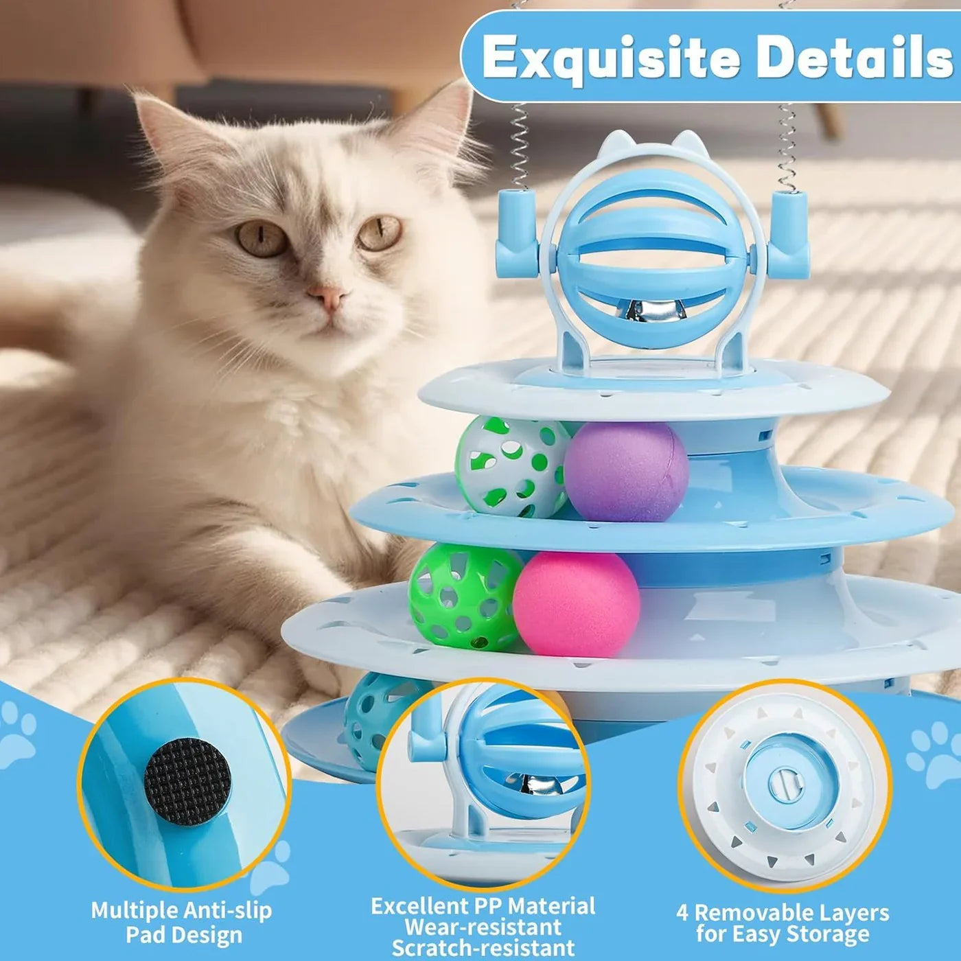 Cats Turntable Circle Track Toy with 2 Teaser Sticks