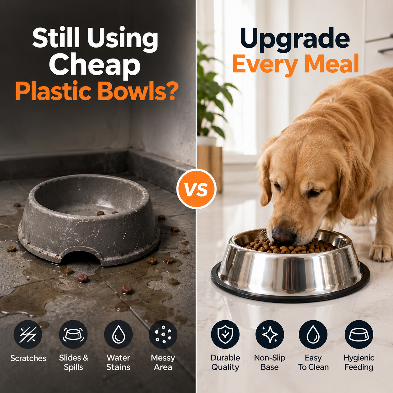 Nexora™ Stainless Steel Pet Food Bowl — Heavy-Duty Non-Slip Feeding Bowl for Dogs & Cats
