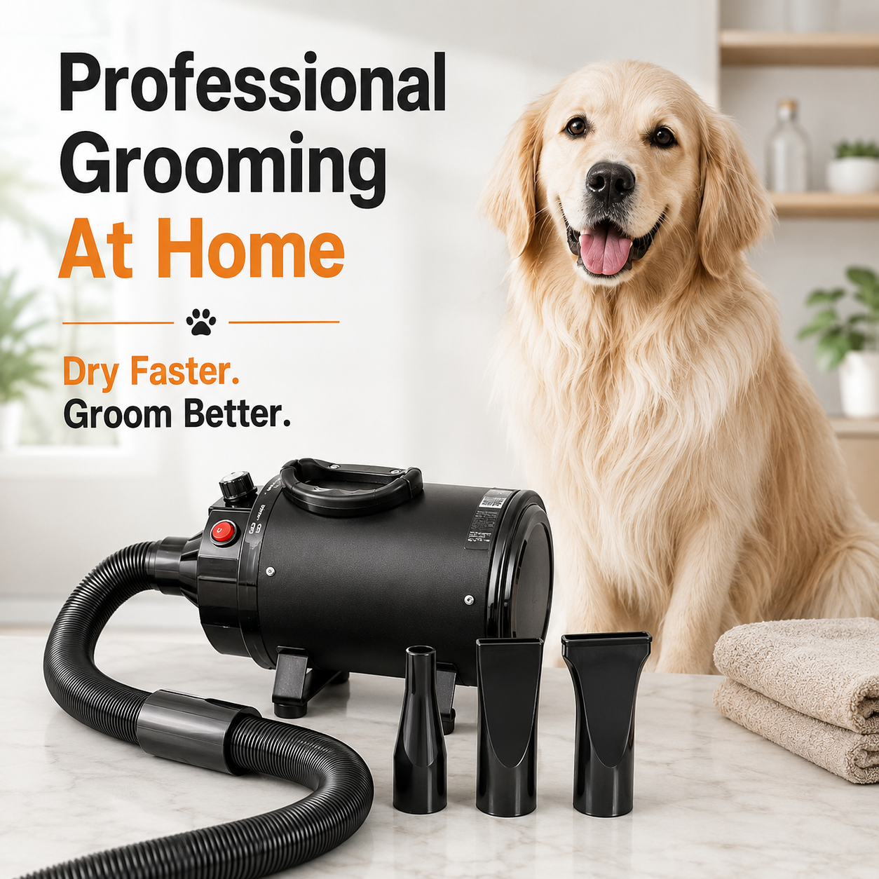 Nexora™ Professional Pet Hair Dryer Kit – Adjustable Heat & Low Noise Grooming System