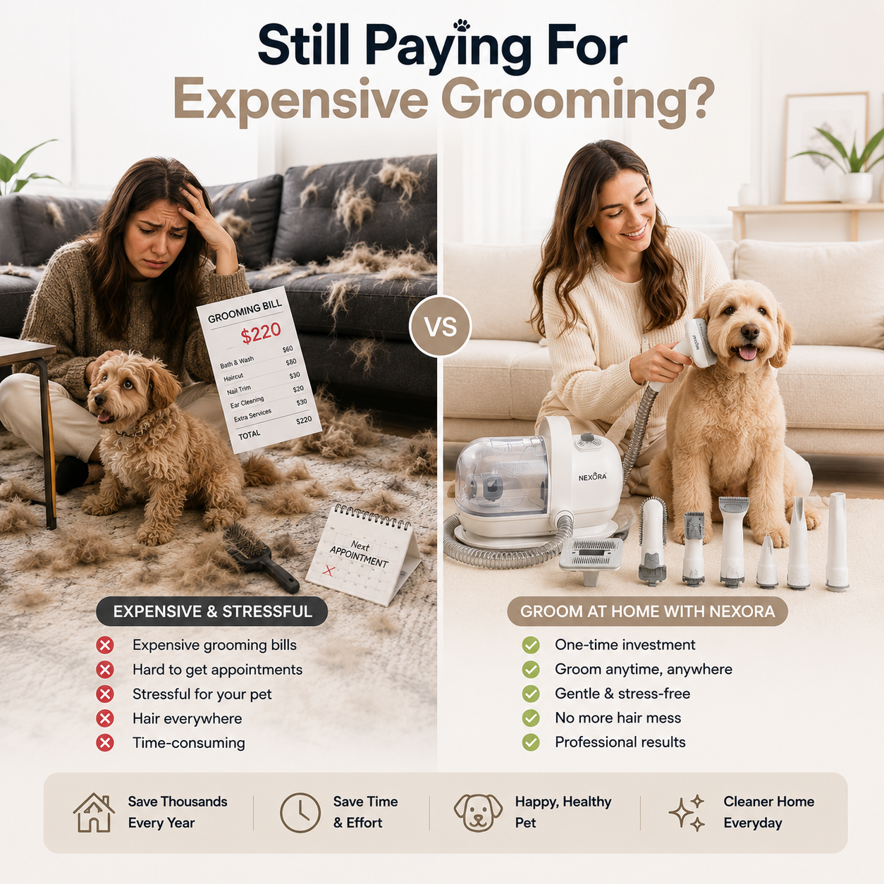 Nexora™ 10‑in‑1 Professional Pet Grooming Vacuum Kit