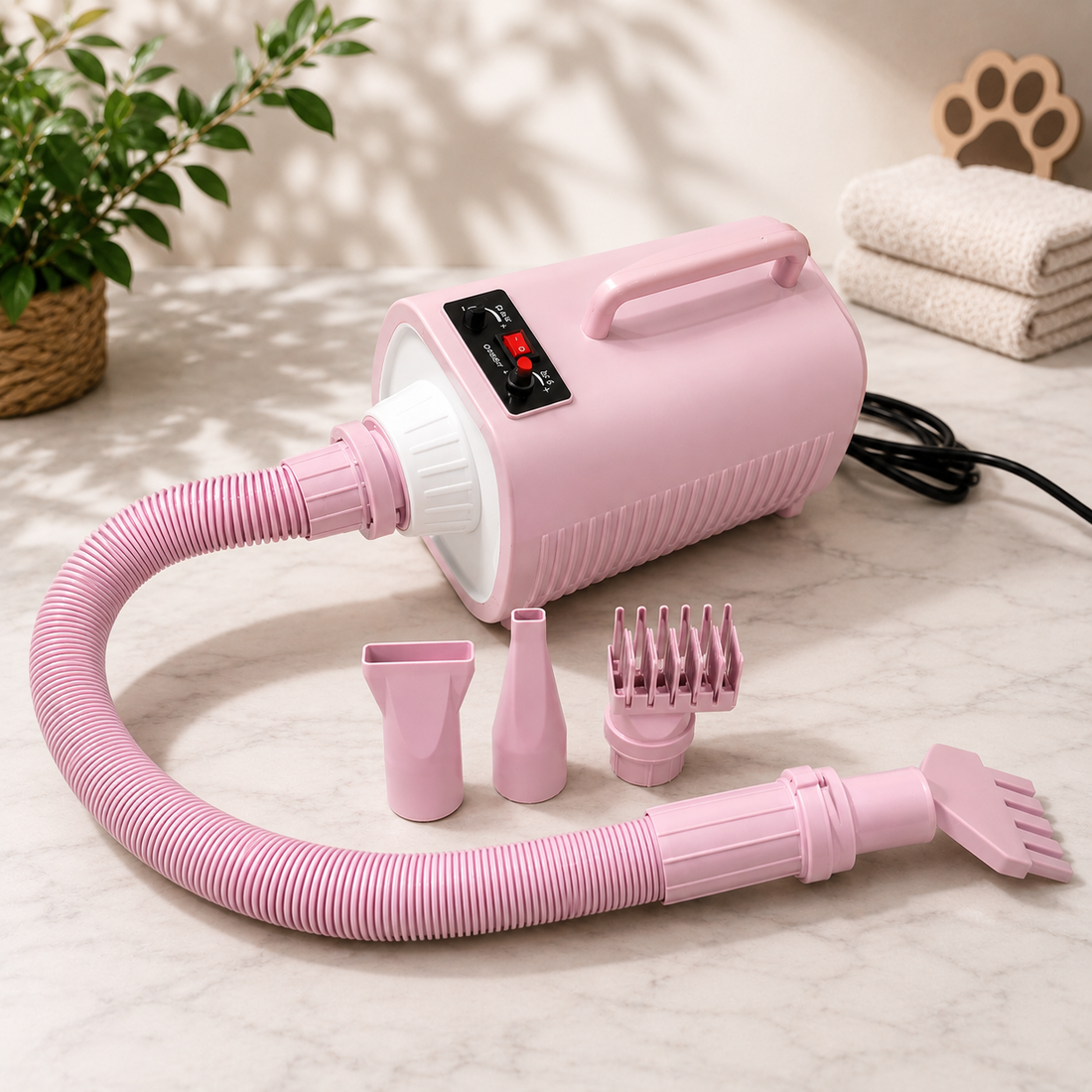 Professional Pet Hair Dryer with Adjustable Heat & Speed for Dogs & Cats