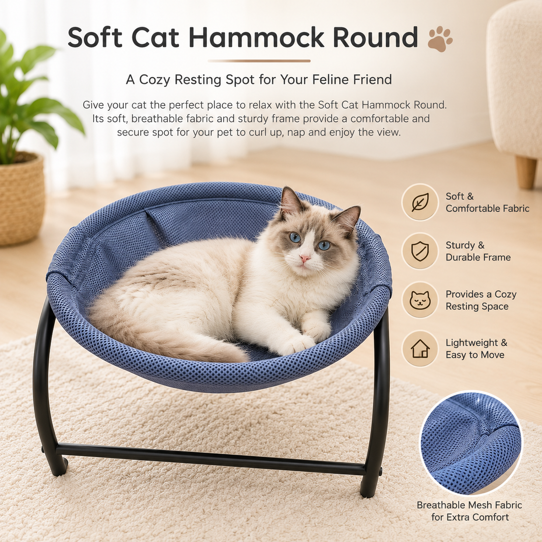 Soft Cat Hammock Round