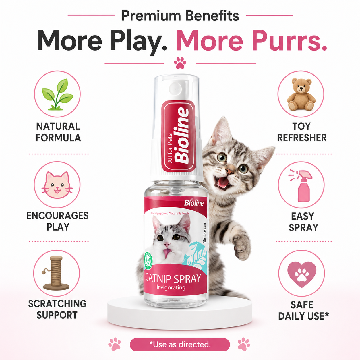 Nexora™ PlayMist Catnip Spray — Natural Catnip Spray for Toys, Scratchers, Beds & Playtime | Stimulates Play, Reduces Boredom & Encourages Healthy Activity