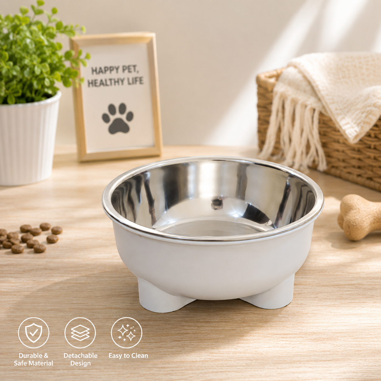 2-in-1 Detachable Pet Feeding Bowl
