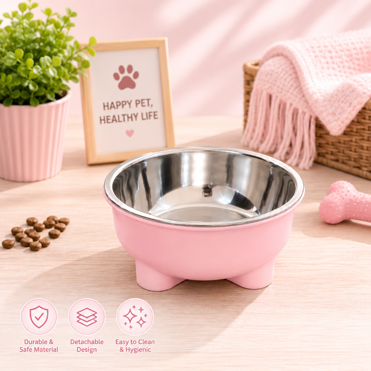 2-in-1 Detachable Pet Feeding Bowl