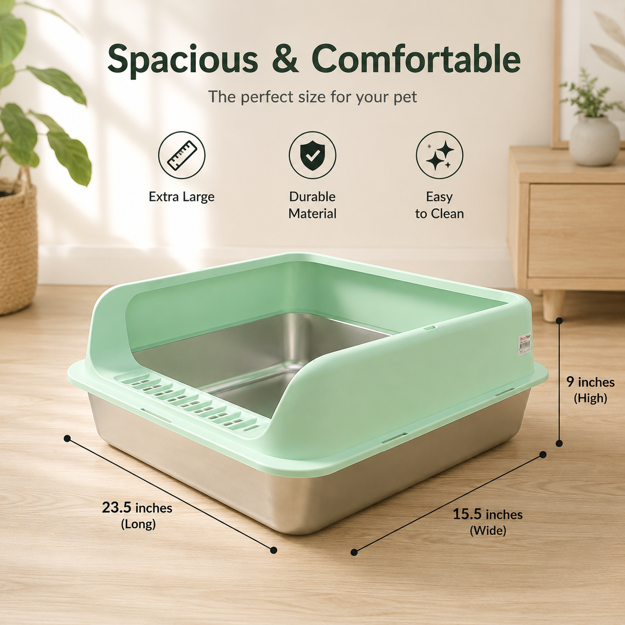 Enclosed Stainless Steel Cat Litter Box with Lid