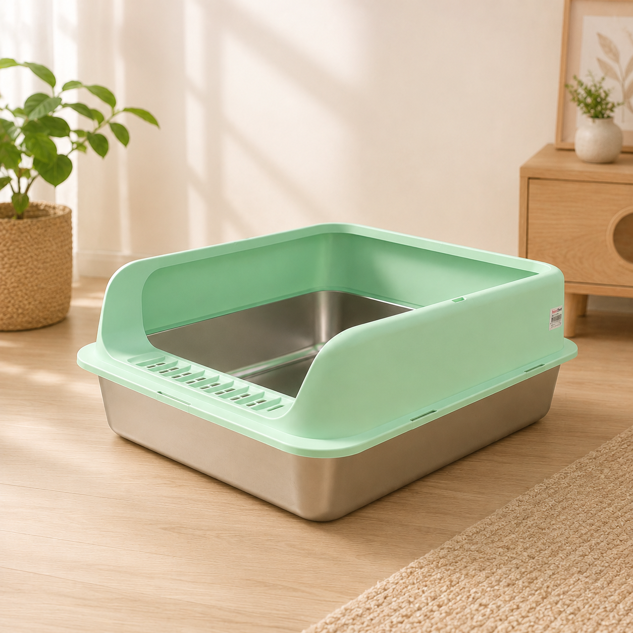 Enclosed Stainless Steel Cat Litter Box with Lid