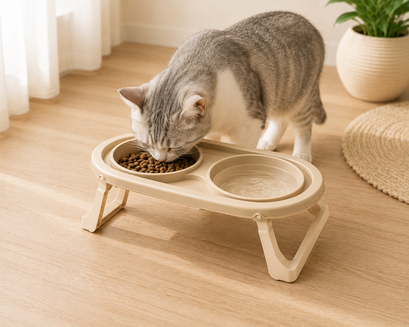 Foldable Elevated Double Pet Bowl