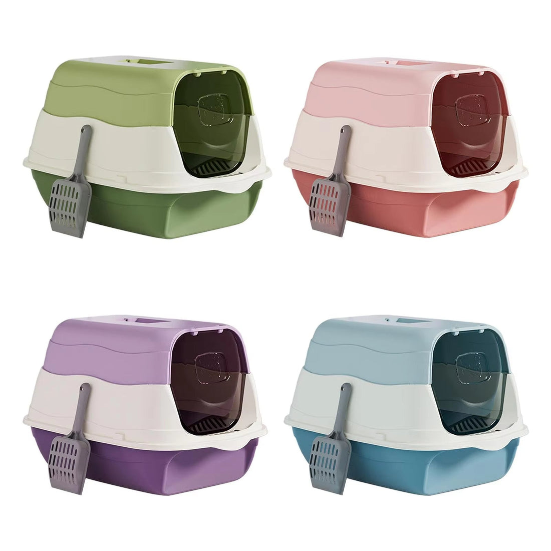 Colorful Kitten Covered Litter Box with Free Scoop