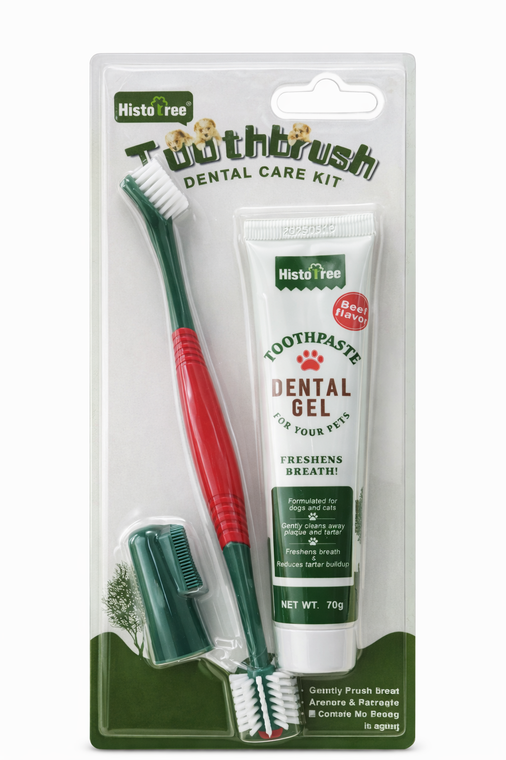 Dental Kit for Cats and Dogs with Beef Flavored Toothpaste
