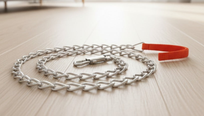 Dog Chain Leash with Red Handle - Medium