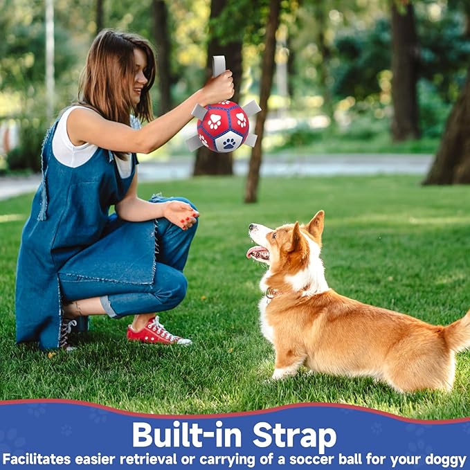 Dog Soccer Ball with Straps for Indoor Outdoor Play