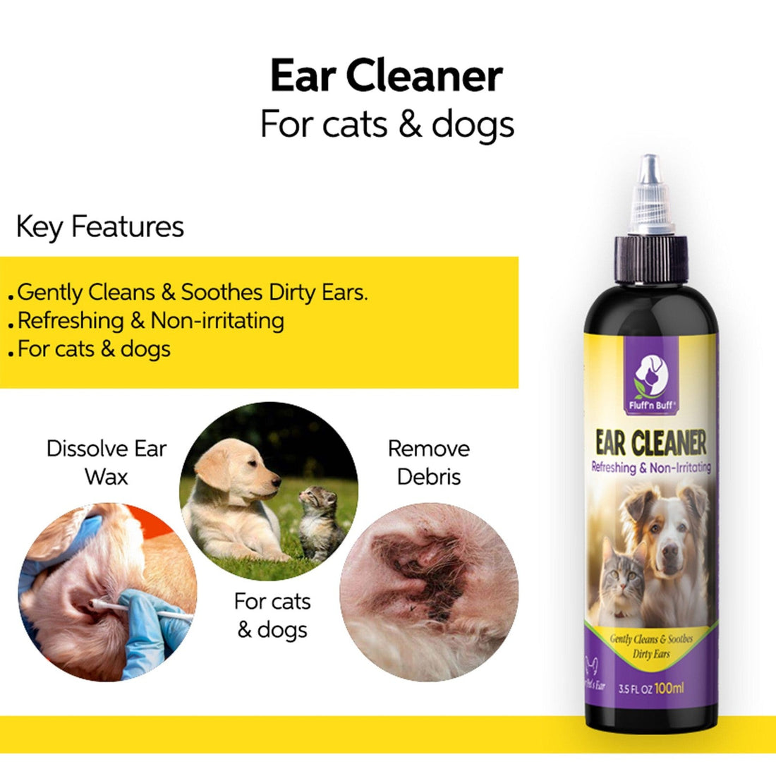 Fluffn Buff Ear Cleaning Liquid for Cats & Dogs