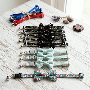 New Printed Bow Cat Collar With Bell
