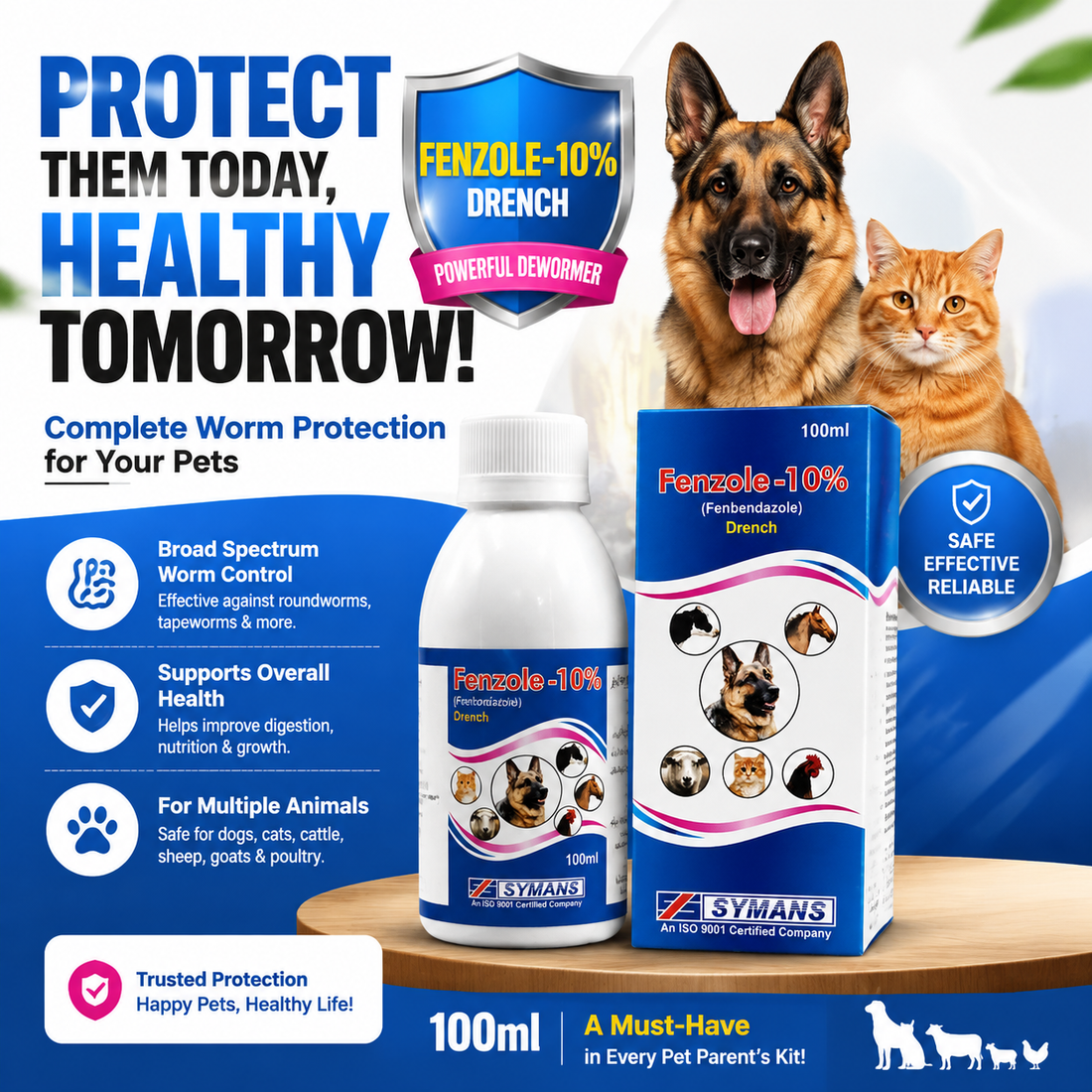 Fenzole Dewormer Syrup for Pets – 100 ML