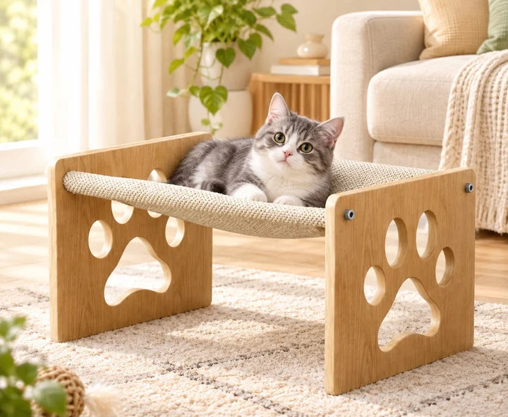 Wooden Hammock Cat House and Scratcher