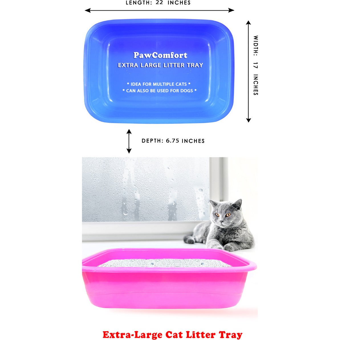 PawComfort Large Litter Tray for Adult Large Cat