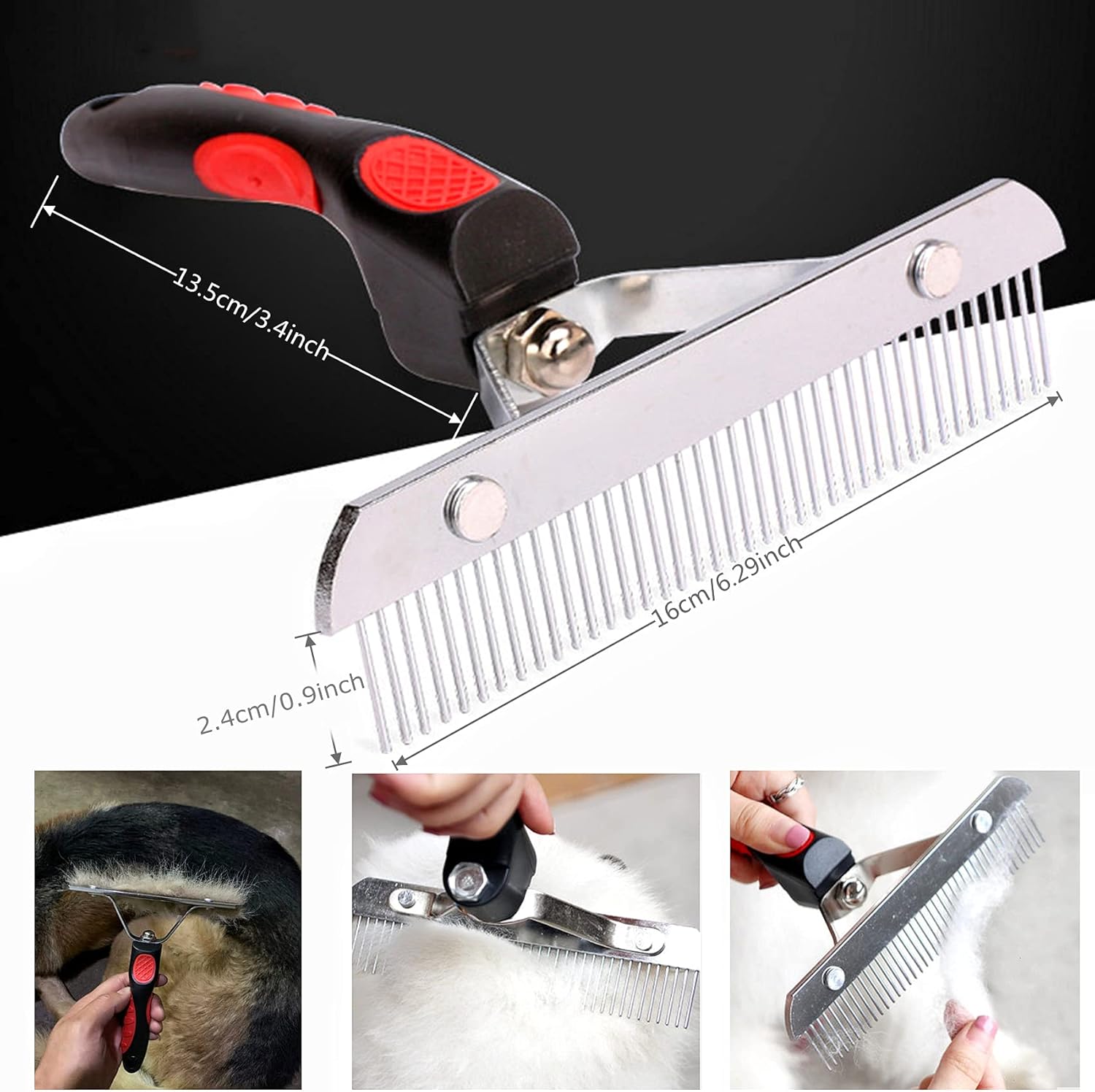 Large Undercoat Rake Comb for Deshedding Dogs & Cats