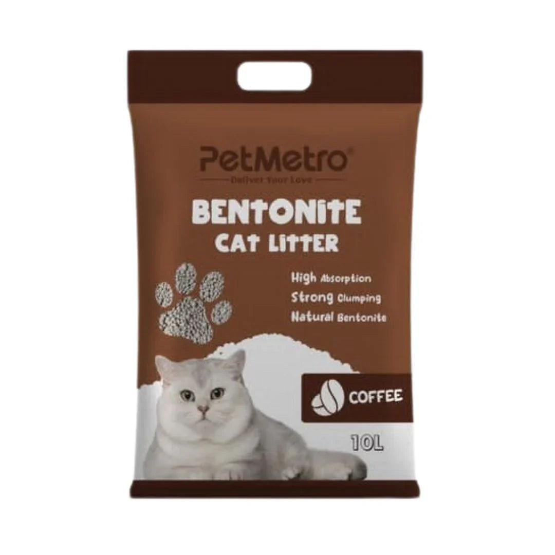 PetMetro Premium Bentonite Cat Litter 10 litre bag front view