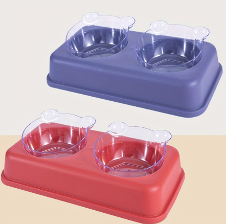 Washable Transparent Double Bowl for Pets