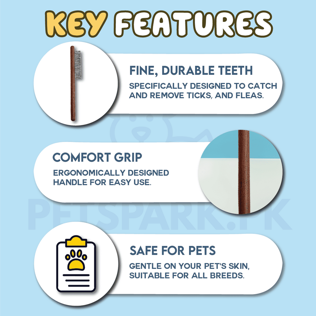 Tick Flea Comb for Cats & Dogs
