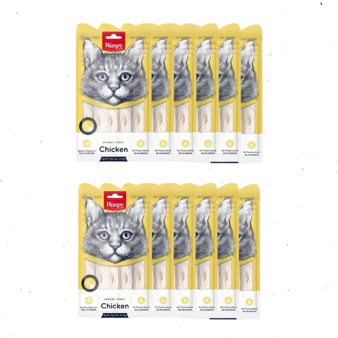 Wanpy Creamy Lickable Cat Treat Chicken Flavour 12 Pack Box