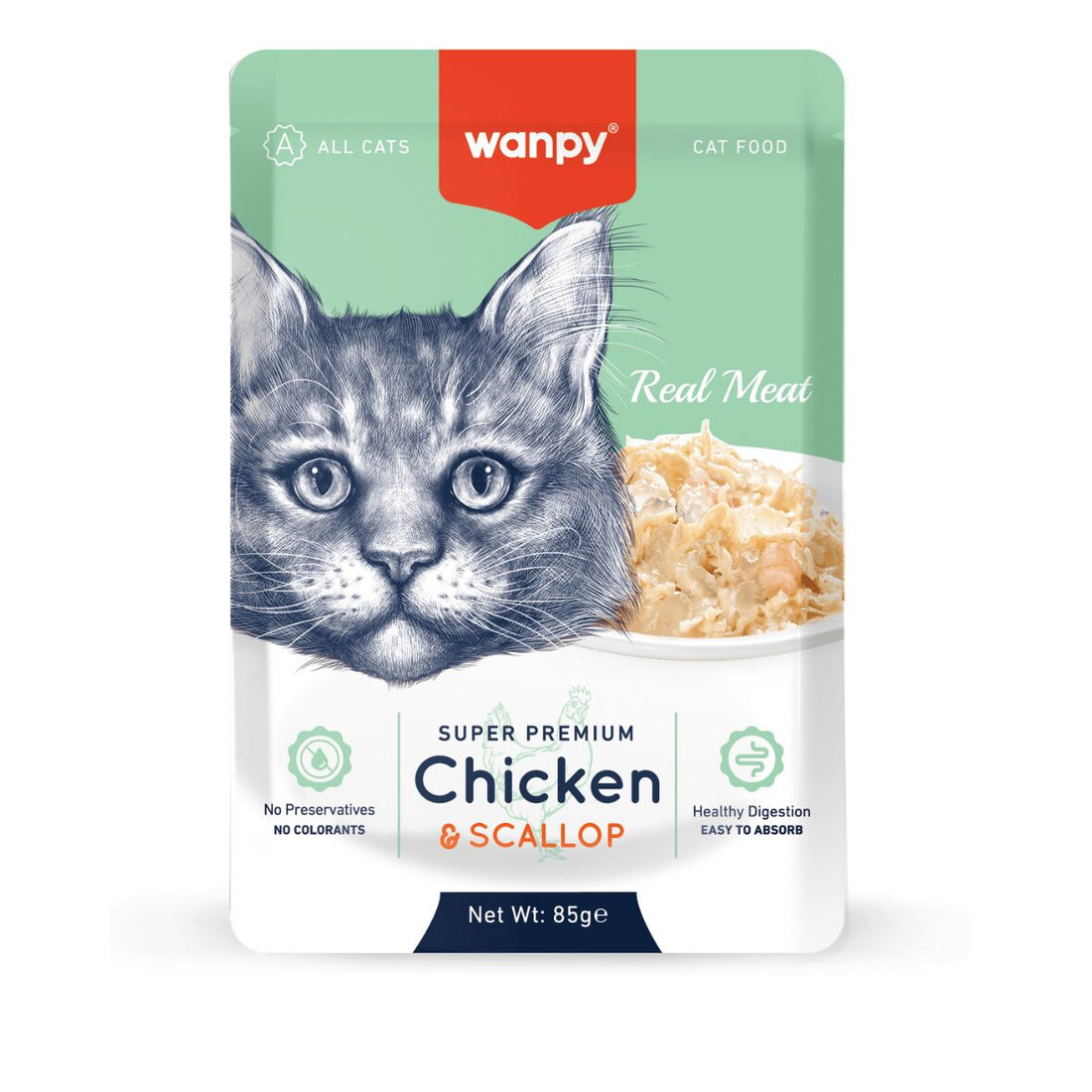 Wanpy Fillet in Jelly Cat Wet Food 85g pouch, chicken and crab flavor