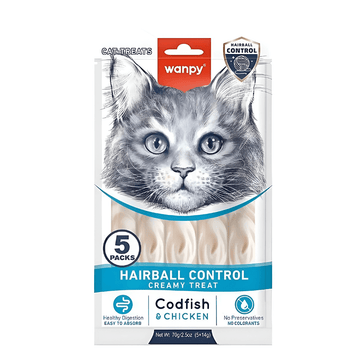 Wanpy Hairball Control Creamy Treat with Codfish & Chicken