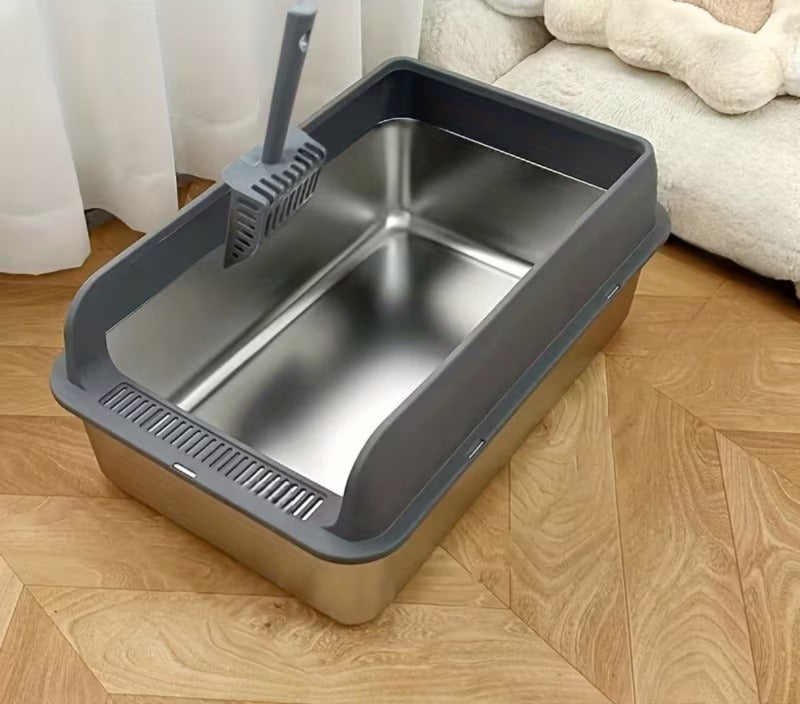 Enclosed Stainless Steel Cat Litter Box with Lid