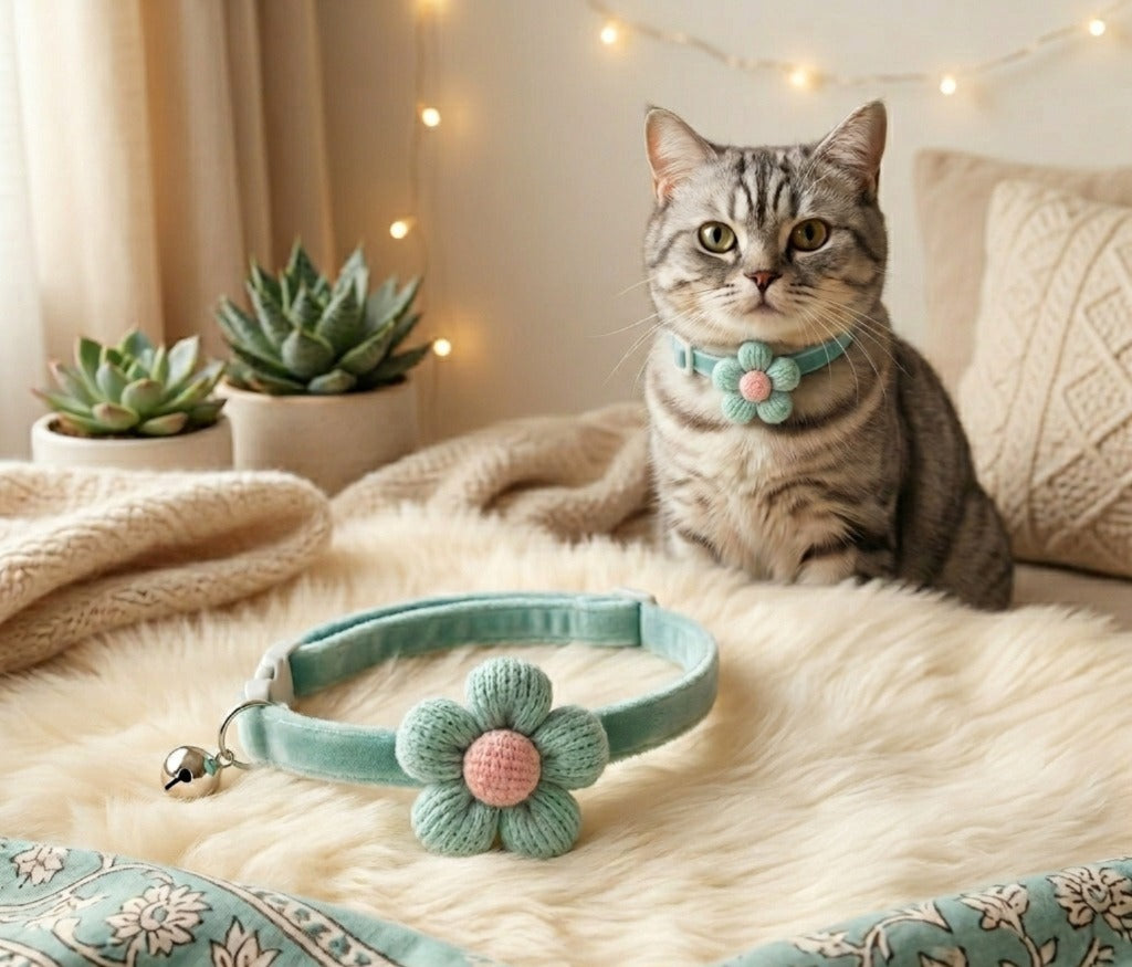 Velvet Cat Collar With Bell