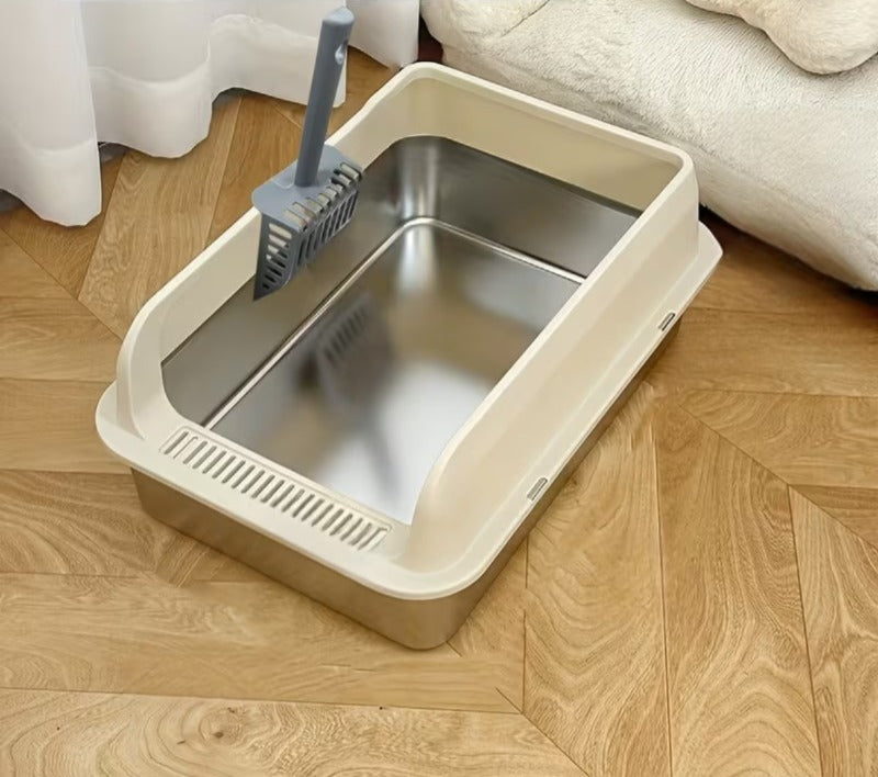 Enclosed Stainless Steel Cat Litter Box with Lid