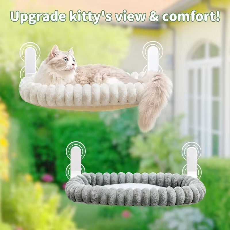 Window Side Cat Hammock Soft Plush Beige