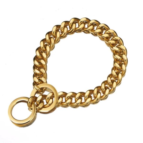 Gold color choke chain necklace for dogs and cats
